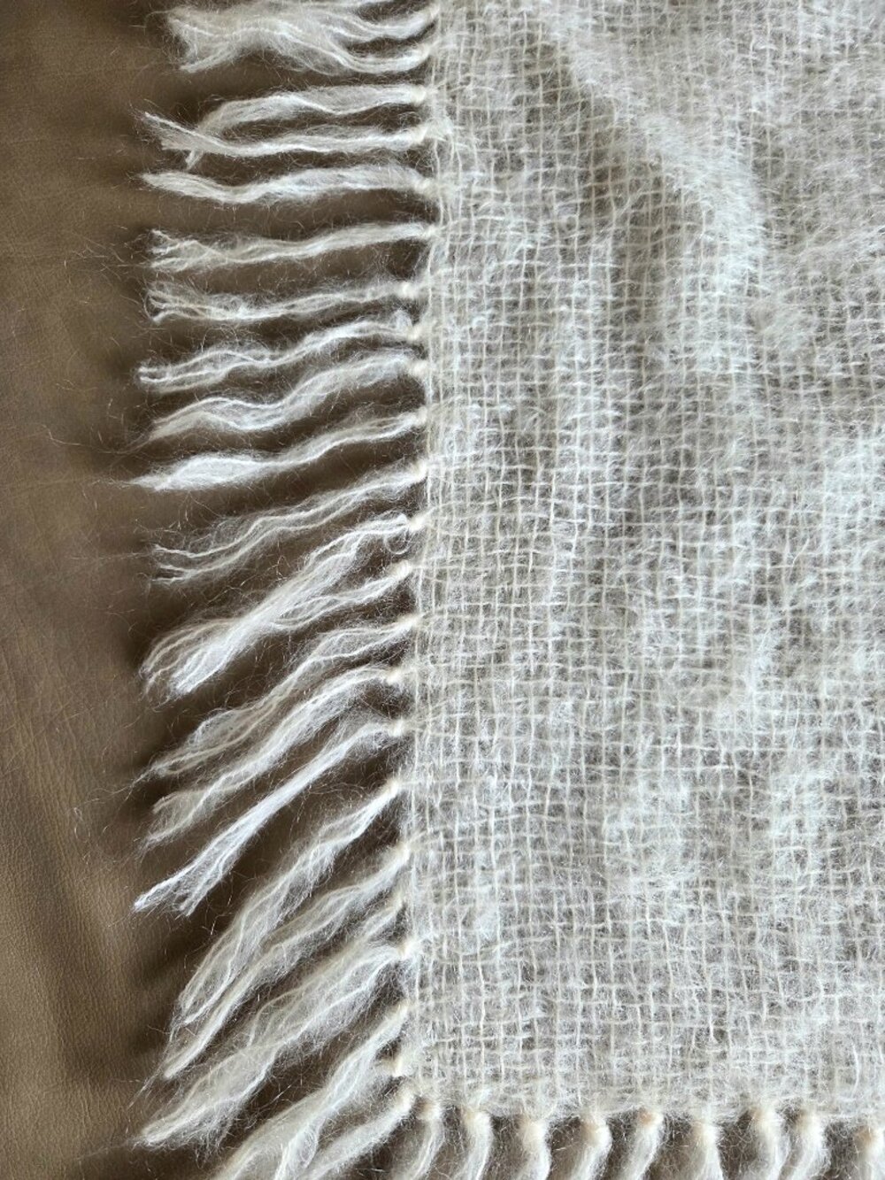 Mohair Beige Square Throw - Picture 5 of 5